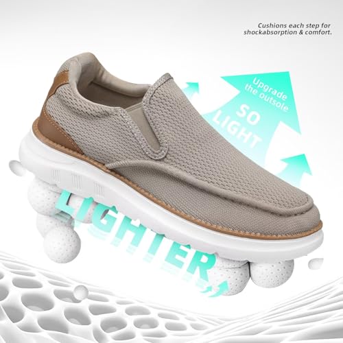 Image of Mens Casual Loafers Slip-on Boat Mesh Walking Shoes Business Oxfords Sneakers Work Comfortable Lightweight Soft Sole