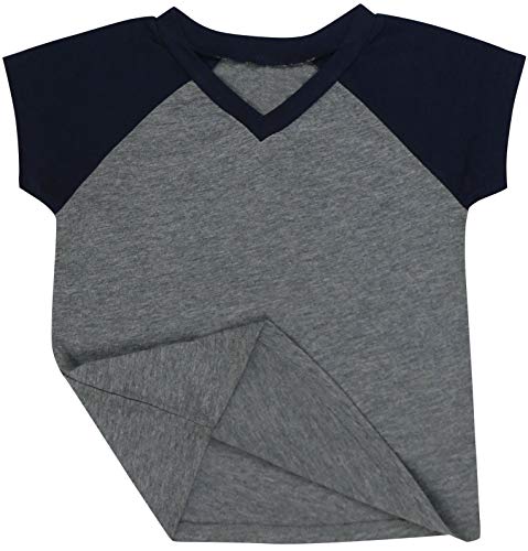 Image of ToBeInStyle Kids Boys Girls Cotton Jersey Contrast Raglan V-Neck Tee T-Shirts