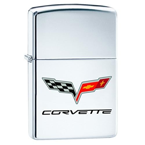 Zippo Lighter: Chevy Corvette Logo - High Polish Chrome 76485