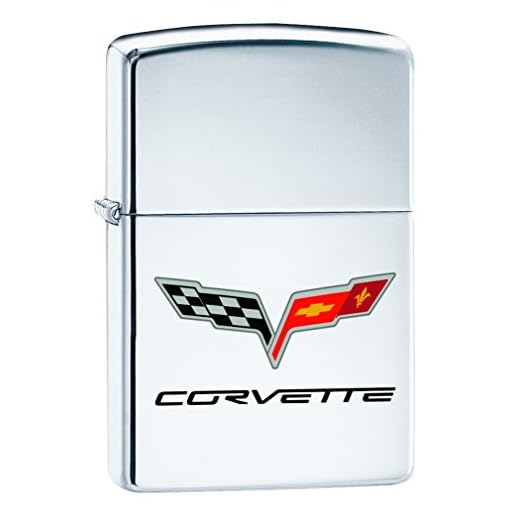 Zippo Lighter: Chevy Corvette Logo - High Polish Chrome 76485