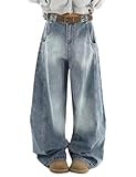 OTEEGX Barrel Baggy Jeans for Women Men Wide Leg Low Rise Jeans Loose Oversized Boyfriend Pants Aesthetic Clothes Blue1-M