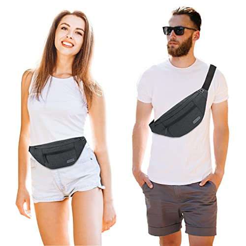 Image of Crossbody Fanny Pack Belt Bags Women Men Shoulder Sling Bag with 4-Zipper Pockets,Gifts for Enjoy Sports Festival Workout Traveling Running Casual Hands-Free Waist Pack Carrying All Phones, Large