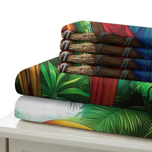 Housse de couette effet 3D perroquets en microfibre ultra douce de qualité