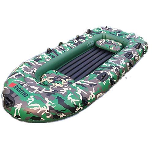 IRIS Kayaking Portable 3 Persons Camouflage Inflatable Rubber Fishing Dinghy Air Raft Rowing Boat Suitable for Water Surfing (231 x 130 cm)