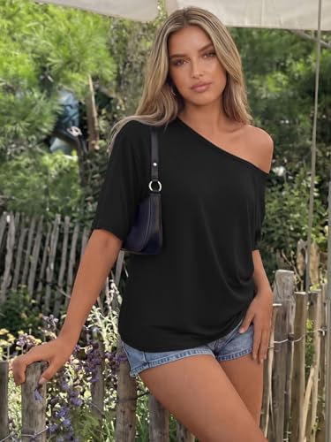 Image of Trendy Queen Womens Off the Shoulder Tops Oversized Summer Spring T-Shirts 2026