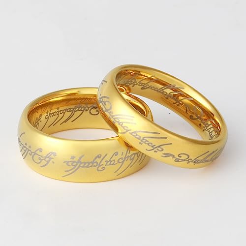 The Lord of the Men's Wedding Band 6MM 8MM Magic Power Tungsten Wedding Band Rings For Men Women Gold/Black Comfort Fit Size 5-143