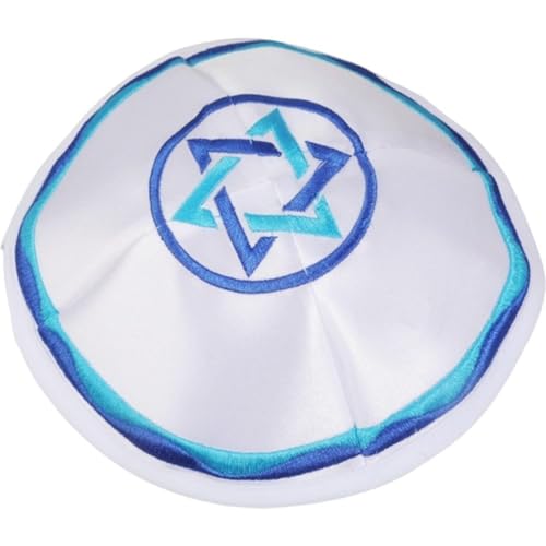 Wudaizhi Kippa en Satin Brodée De L'étoile De David, Kippa Traditionnelle Juive (Yarmulke), Calotte De Prière Israélienne Unisexe pour Célébrations, Fêtes Cérémonies