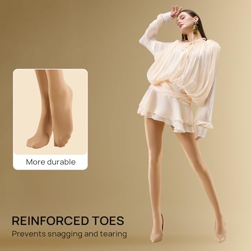 Image of MANZI Microfibre Tights for Women, Semi Opaque Solid Colored Footed Pantyhose 70 Denier
