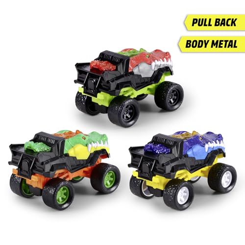 Dickie Toys - Metal Monster Gator Auto (15 cm) - Krokodil-Monstertruck ab 3 Jahre, Spielzeugauto für Kinder mit Rückzug, Federung & Gummireifen (3-Fach Sortiert, zufällige Auswahl)