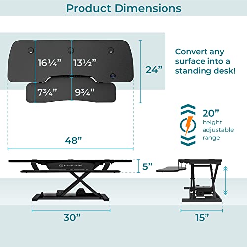 VERSADESK PowerPro 48 Inch Electric Standing Desk Converter – Push-Button Height Adjustable Sit to Stand Desk Riser for Multiple Monitors – Motorized Desktop Workstation with Wide Keyboard Tray, Black - Image 7