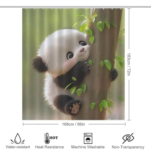 Rideau de douche tissu polyester panda lavable et résistant aux éclaboussures