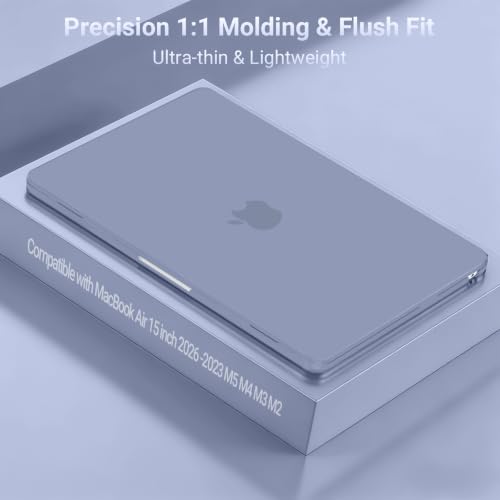 Image of MOSISO Compatible with MacBook Air 15 inch Case M5 2026 M4 M3 M2 2025-2023 | A3448 A3241 A3114 A2941, Hard Shell&Keyboard Cover&Screen Film&Type C, Great for Study Travel Work, Lavender Gray