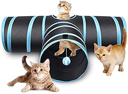 SWS-TECH 3 Way Cat Tunnel, Collapsible Pet Toy Tunnel Ball Cat, Puppy, Kitty, Kitten, Rabbit
