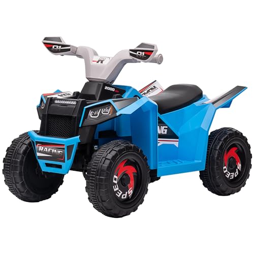 HOMCOM Quad para niños de 18 a 36 Meses en PP y Metal con Ruedas Resistentes y Velocidad máxima de 2,5 km/h, 70x41,5x48,5 cm, Azul Gris y Negro