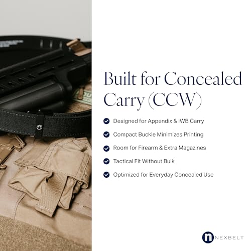 Nexbelt Thin Bar Tactical EDC Ratchet Belt for Men – Adjustable No-Hole Gun Belt for Concealed Carry – 1.5" Wide2