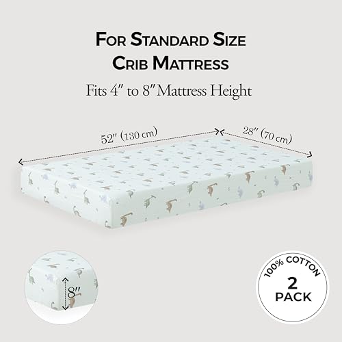 Image of Dreamology Cotton Crib Sheets for Boys and Girls, Soft, Breathable 1-Pack | 100% Cotton Muslin Crib Sheets Fitted for Standard Cribs and Toddler Beds 28x52 Crib Sheet | Dino