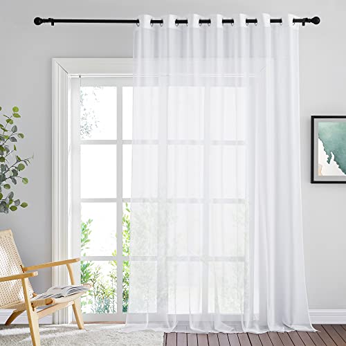 PONY DANCE Tende Trasparenti per Gazebo con Anelli Tenda Bianco Camera da Letto Decorazione Voile Curtain Impermeabile 1 Pannello L 254 x A 213 cm, Bianche
