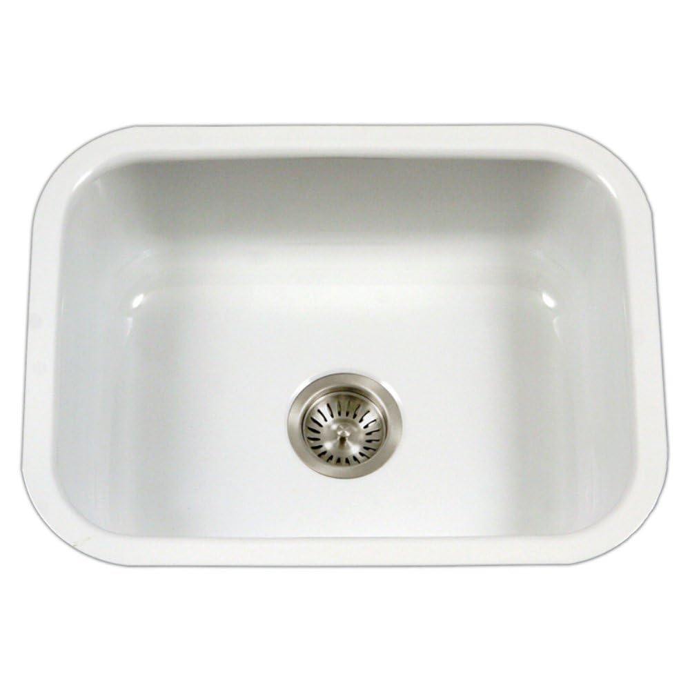 Porcela White Porcelain Enamel Steel Kitchen Sink: 23 Inch Undermount Single Bowl Sink, Durable & Versatile, Essential for Home and Apartment: PCS-2500 WH
