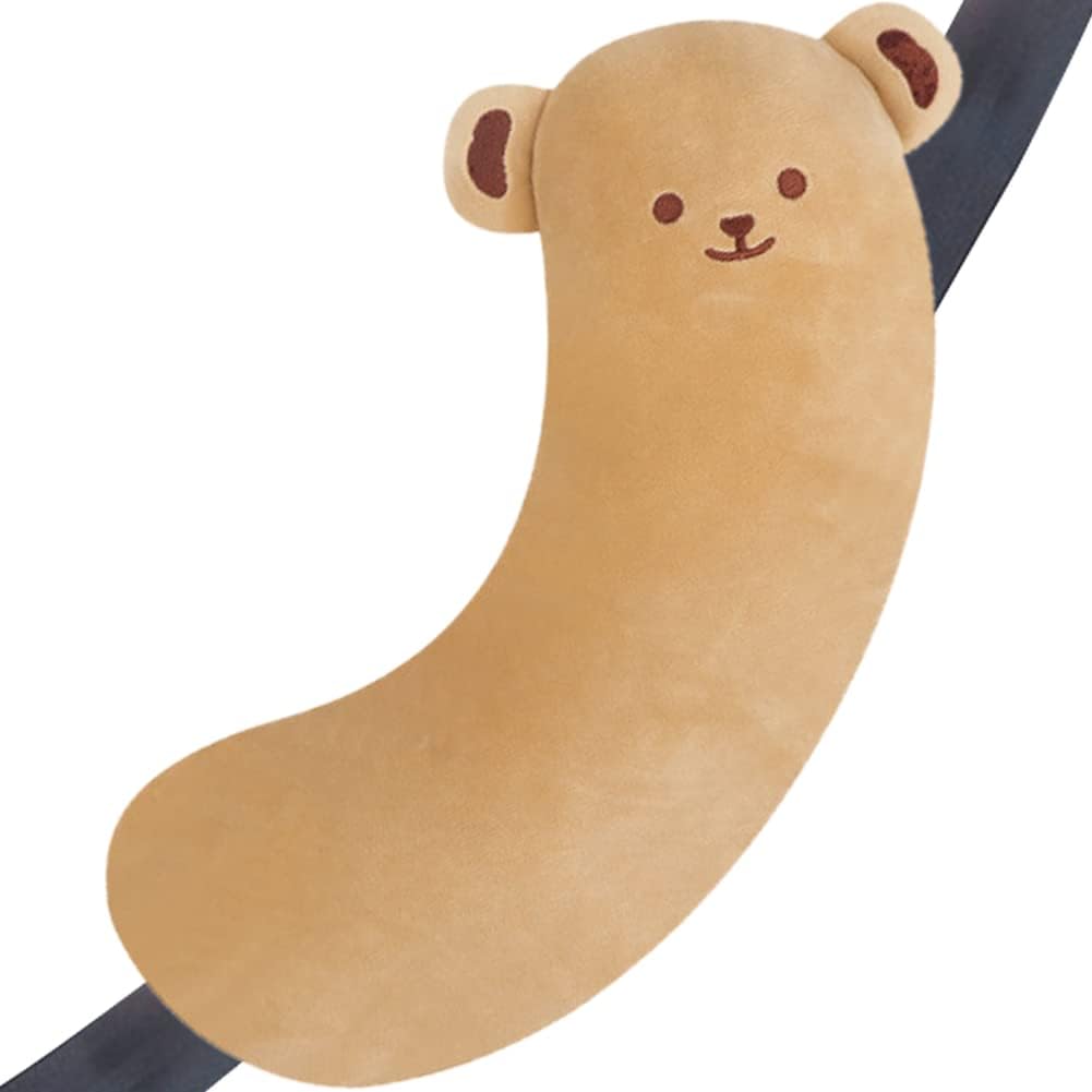 Erweicet Plush Bear Pillow for Car Seat Belts, Safety Belt Protect Seatbelt Pillow,Adjustable Belt