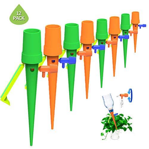 Preisvergleich Produktbild Fangyiyi 12 Stück Bewässerung Für Topfpflanzen Set, Bewässerungs Spikes Einstellbar Bewässerungssystem Garten zur Blumen Ideal Wasserversorgung Während Ihrem Urlaub