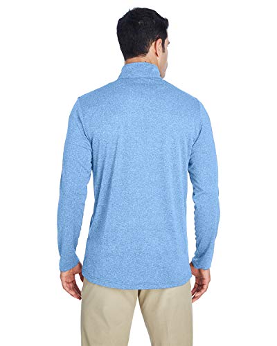 UltraClub Men's Cool & Dry Heathered Performance Quarter-Zip M COLMBIA BLU HTHR3