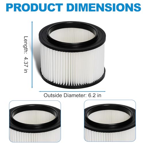 Image of 2 Pack 17810 Filter Replacement for Craftsman 9-17810 Fits 3 to 4 Gallon General Purpose Wet Dry Vacuum.(2 Filters+2 Foam Sleeves+1 Brush)
