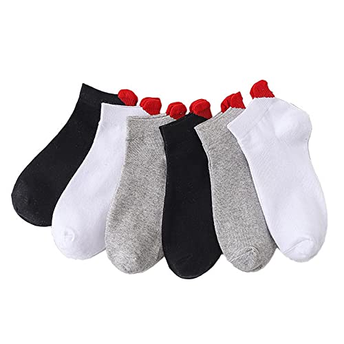 GEYIWSSXY Chaussettes Femme Mignonnes avec Motif de Dessin Animé, Chaussettes de Sport Cheville Black White Gray 6Pcs – vue 4