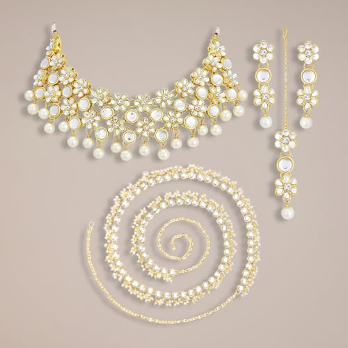 Image of Peora Kundan Faux Pearl Traditional Jewellery Set Gift for Women