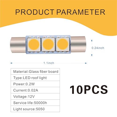 10 luces LED para espejo de coche 6614F blanco cálido miniatura 2