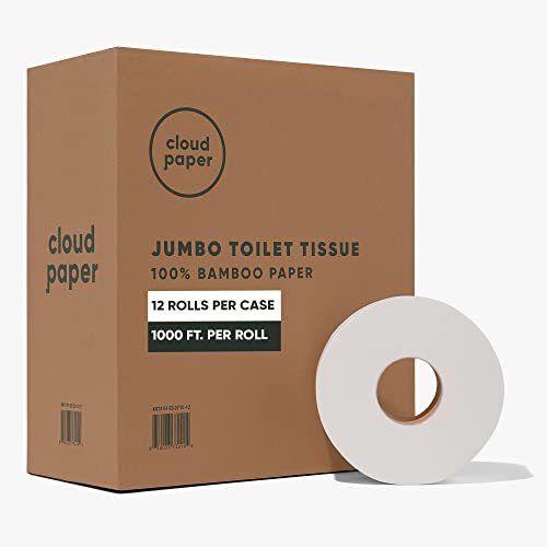 Cloud Paper Jumbo Toilet Paper Commercial Rolls - 100% Bamboo, 12 Rolls per Case, 1000 Feet Non-Perforated, 2-ply, White, - Bulk Toilet Paper for Commercial Dispensers Cloud Paper Jumbo Toilet Paper Commercial Rolls - 100% Bamboo, 12 Rolls per Case, 1000 Feet Non-Perforated, 2-ply, White, - Bulk Toilet Paper for Commercial Dispensers