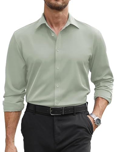 Image of COOFANDY Mens Stretch Dress Shirts Long Sleeve Button Down Shirt Regular Fit Formal Business Shirts