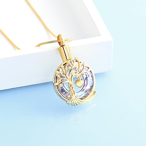 Hearbeingt Teardrop Urn Necklaces for Ashes Tree of Life Memorial Ashes Lockets, Cremation Jewelry Keepsake Pendant for Ashes for Women for Men3