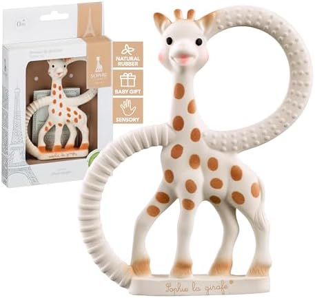 Sophie la Girafe 2 Beißringe mit Rillen und Noppen Baby ab Geburt | 100 % Naturkautschuk aus Hevea | zwei Texturen zur Wahl | lindert wirksam Zahnungsbeschwerden | Geschenkidee