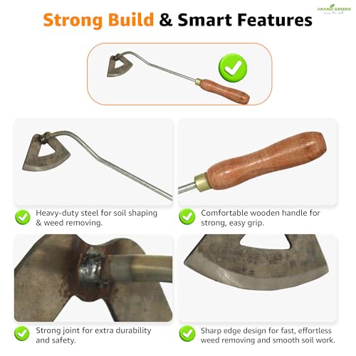 Image of Anandi Green's Metal Agriculture Garden Spectacular Heavy Duty Plastic Handle Gardening Tools Set for Gardening (Hello Hoe)