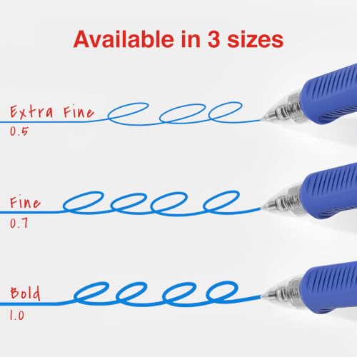 Image of STAPLES ProGel Retractable Gel Pen, Fine Point, 0.7mm, Blue Ink, 2 /Pack