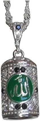 'Pretty Women' Allah jawshan Supplication Green Silver Pendant with Chain PA06