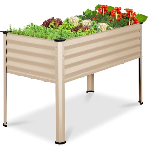 Image of Best Choice Products 48x24x30in Galvanized Raised Garden Bed, Metal Elevated Planter Box, Vegetable Garden for Backyard, Patio, Balcony - Beige