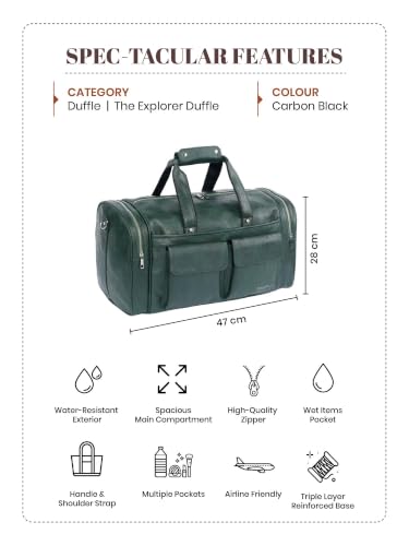 Image of Fur Jaden Weekender Premium Duffle Bag for Travel for Men and Women Made of Faux Leather with Attachable Shoulder Strap Cabin Holiday Bag (Sage Swag)