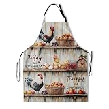 Evlaschin Farmhouse Rooster Apron Waterproof Vintage Farm Chicken Country Hen Apron with 2 Pockets & Adjustable Strap for Unisex Adults Women Men Chef Baking Cooking Holiday BBQ Gilling