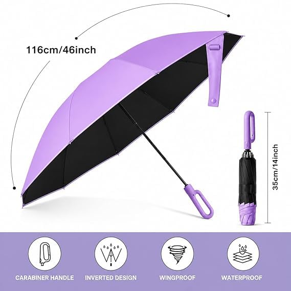 Image of Umbrella, Mini Folding Windproof & Compact UV Umbrella for Sun Protection Rain Windproof Strong Large 3 Fold for Women Handbags,3 Fold for Men Women, Stylish & Compact