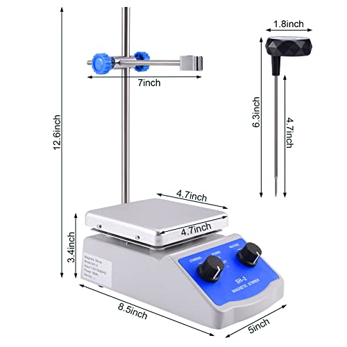 Slendor Magnetic Stirrer Sh-2 Hot Plate Mixer Max 520℉ Lab Hotplate Stirrer 2000 Rpm Stir Plate With Thermometer, Stirrer Bar And Support Stand #TOP6