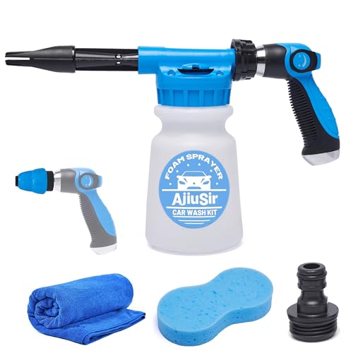 Foam Gun Car Wash Sprayer + Washing Sponge & Absorbent Towel, Hose Nozzle Foam Cannon Car Washing...