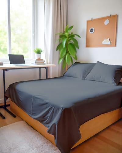 Image of Microfiber Single Size Bedsheet with 2 Pillow Covers | Ultra Soft & Breathable Flat Sheet | Wrinkle-Resistant, Premium Comfort for Everyday Use |Size (60 inch x 90 inch) Light Grey