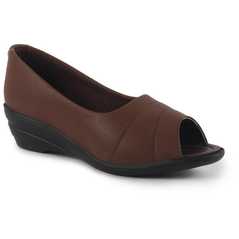 Image of FAUSTO Women Stylish Backless Casual Ballets | Low Heel Cut-Out Slip-On Ballerinas | Comfortable Walking Flats Sandals | Memory Cusion Insole