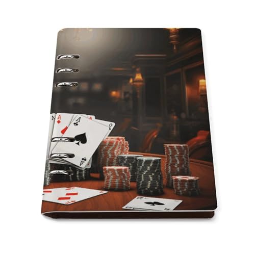 Cuaderno A5 Poker Tournament de piel sintética y 6 anillas para diarios