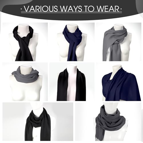 Suhine 18 Pcs Women Men's Scarf Bulk Winter Soft Blanket Scarves Warm Large Shawls and Wraps Tassel Edge 13.8 x 78.8 Inch4