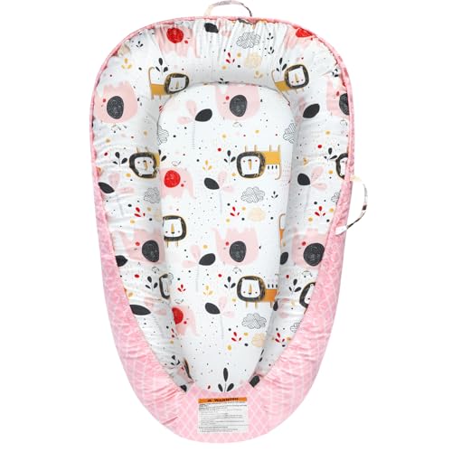 Image of Baby Lounger - Baby Lounger for Newborn 0-24 Months, Breathable Pure Cotton Baby Nest Lounger Cover, Baby Registry Newborn Essentials Gifts, Portable Floor Tummy Time Lounger for Home & Travel