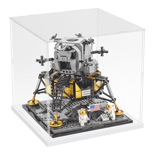 Image of Choowin Acrylic Display Case for Lego Soccer Ball 43019 for Lego Taj Mahal 21056 10266 75318 76261 Thickened Clear Acrylic Display Cases for Collectibles Assemble Dustproof Display Box(White Base)