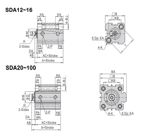 Vérin pneumatique compact SDA50 pour machines et lignes - 8