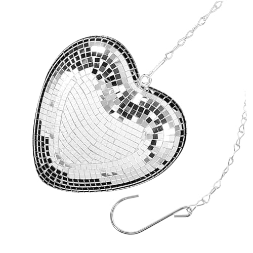 Levemolo Hanging Disco Ball Heart Shaped Mirror Ball Decorations for Party Home Decorations Reflective Mirror Balls for Wedding Christmas New Year